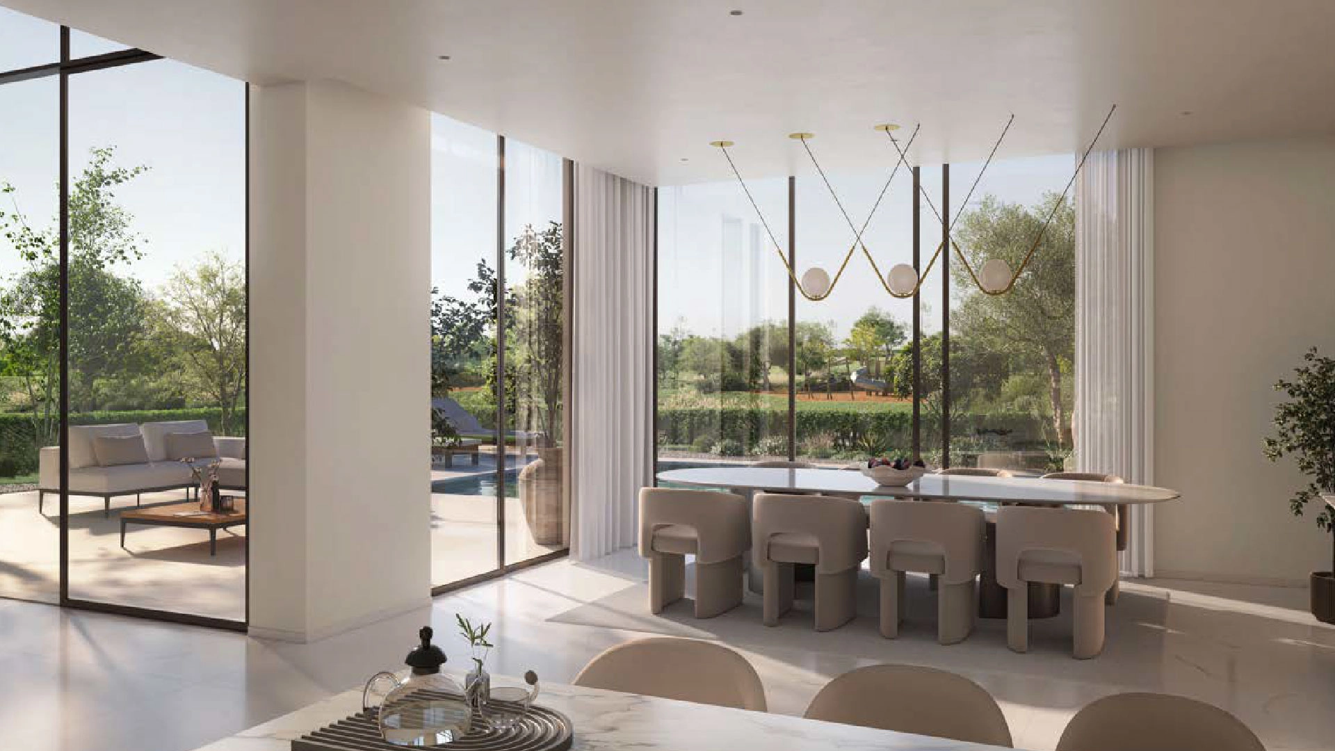 Lounge zone filled with sunlight and soft coastal-inspired tones